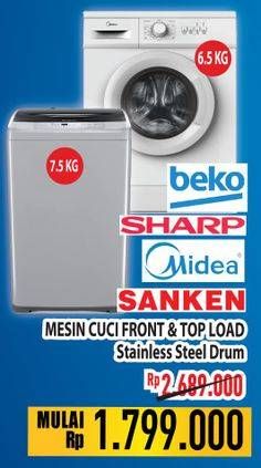 Promo Harga SHARP, SANKEN, BEKO, MIDEA Mesin Cuci Front & Top Load  - Hypermart