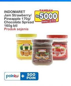 Promo Harga Indomaret Jam Strawberry, Pineapple, Chocolate Spread 160 gr - Indomaret