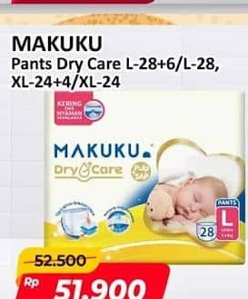 Promo Harga Makuku Dry & Care Celana L28+6, L28, XL24, XL24+4 24 pcs - Alfamart