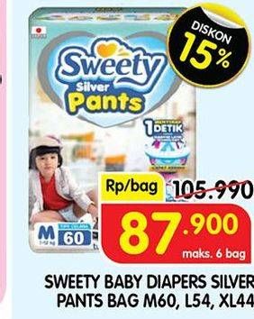 Promo Harga Sweety Silver Pants L54, M60, XL44 44 pcs - Superindo