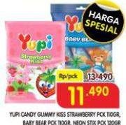 Promo Harga Yupi Candy Strawberry Kiss, Baby Bears, Neon Stix 110 gr - Superindo