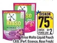 Promo Harga Rinso Liquid Detergent + Molto Purple Perfume Essence, + Molto Pink Rose Fresh 1650 ml - Hypermart