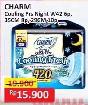 Promo Harga Charm Extra Comfort Cooling Fresh Wing 42cm, Wing 35cm, Wing 29cm 6 pcs - Alfamart