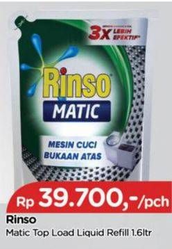 Promo Harga RINSO Detergent Matic Liquid Top Load, Top Load 1600 ml - TIP TOP