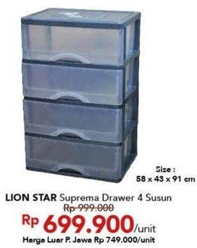 Promo Harga LION STAR Suprema Rak Susun 4 58 X 43 X 91 Cm  - Carrefour