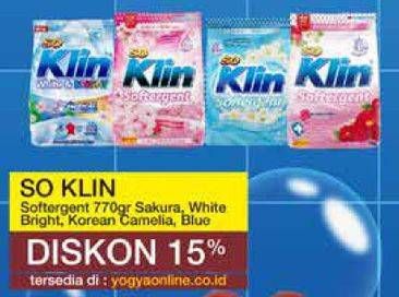 Promo Harga SO KLIN Softergent Soft Sakura, Korean Camellia, Blue Cloud Fresh Breeze 770 gr - Yogya