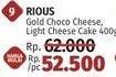 Promo Harga RIOUS GOLD Cake Choco Cheese, Light Cheese  - LotteMart