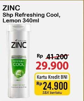 Promo Harga Zinc Shampoo Refreshing Cool, Active Fresh Lemon 340 ml - Alfamart