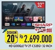 Promo Harga Sharp TV with Google Assistant 2T-C32EG1i  - Hypermart