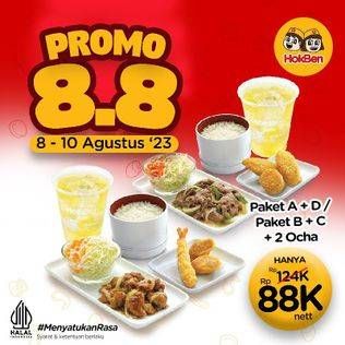 Promo Harga 2 Paket A+D / B+C dan 2 Cold Ocha  - HokBen