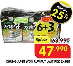 Promo Harga Chung Jung Won Rumput Laut per 9 sachet 5 gr - Superindo
