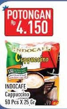 Promo Harga INDOCAFE Cappuccino per 50 sachet 25 gr - Hypermart
