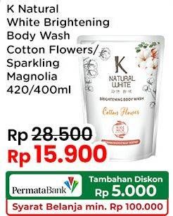 Promo Harga K Natural White Body Wash Sparkling Magnolia, Cotton Flower 450 ml - Indomaret