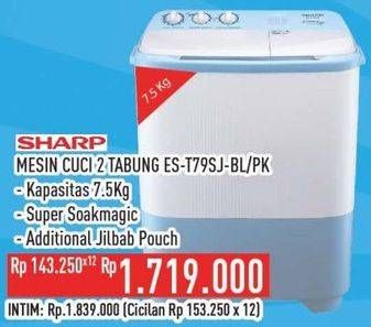 Promo Harga Sharp ES-T79SJ-BL/PK | Washing Machine Twin Tube 7.5kg  - Hypermart