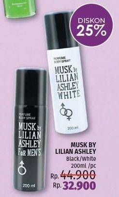 Promo Harga MUSK BY LILIAN ASHLEY Body Spray White, Black 200 ml - LotteMart