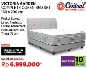 Promo Harga Central Spring Bed Victoria Garden Complete Queen Bed Set 160x200  - COURTS