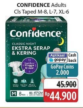 Promo Harga Confidence Adult Classic Night Ekstra Serap & Kering M8, L7, XL6 6 pcs - Alfamidi