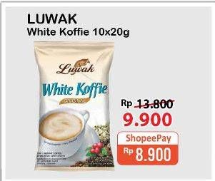 Promo Harga Luwak White Koffie Original per 10 sachet 20 gr - Alfamart