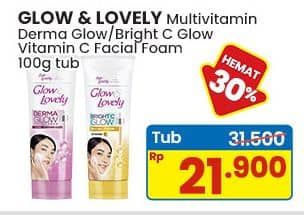 Promo Harga Glow & Lovely (fair & Lovely) Facial Foam Derma Glow, Bright C Glow Vitamin C 100 gr - Indomaret