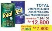 Promo Harga TOTAL Detergent Liquid Almeera Sport Active, Green 750 ml - Indomaret
