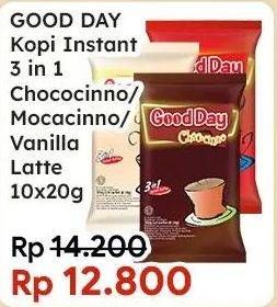 Promo Harga Good Day Instant Coffee 3 in 1 Chococinno, Mocacinno, Vanilla Latte per 10 sachet 20 gr - Indomaret