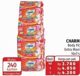 Promo Harga Charm Body Fit Extra Maxi per 10 sachet 1 pcs - Lotte Grosir