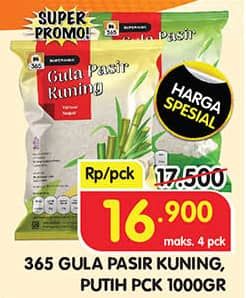 Promo Harga 365 Gula Pasir Kuning, Putih 1000 gr - Superindo