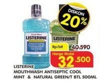 Promo Harga LISTERINE Mouthwash Antiseptic Cool Mint, Natural Green 500 ml - Superindo