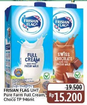 Promo Harga Frisian Flag Susu UHT Purefarm Full Cream, Swiss Chocolate 946 ml - Alfamidi