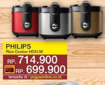 Promo Harga PHILIPS Rice Cooker HD3138  - Yogya
