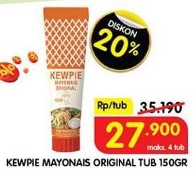 Promo Harga Kewpie Mayonnaise Original 150 gr - Superindo