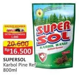 Promo Harga SUPERSOL Karbol Wangi Pine 800 ml - Alfamart