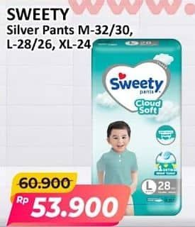 Promo Harga Sweety Silver Pants M32, M30, L28, L26, XL24 24 pcs - Alfamart