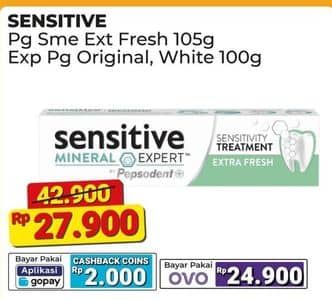 Promo Harga Pepsodent Pasta Gigi Sensitive Expert Sensitive Treatment Extra Fresh 105 gr - Alfamart