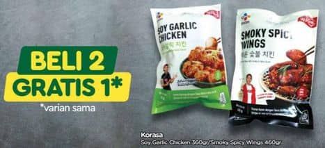 Promo Harga Korasa Chicken Smoky Spicy Wings, Soy Garlic Chicken 360 gr - TIP TOP