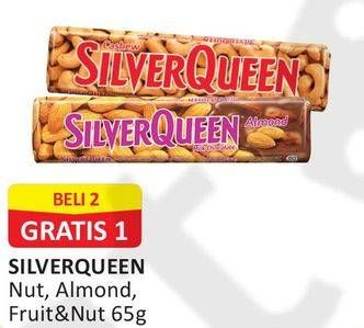 Promo Harga SILVER QUEEN Chocolate Almond, Fruit Nut, Nut 65 gr - Alfamart