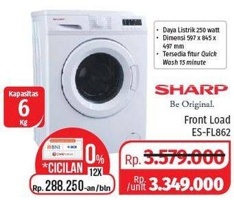 Promo Harga SHARP ES-FL862 | Washing Machine Front Load 6kg  - Lotte Grosir