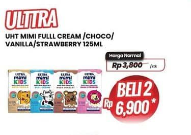 Promo Harga Ultra Mimi Susu UHT Stroberi, Cokelat, Vanila, Full Cream 125 ml - Carrefour
