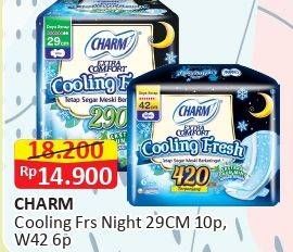 Promo Harga Charm Extra Comfort Cooling Fresh Wing 42cm, Wing 29cm 6 pcs - Alfamart