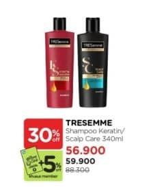 Promo Harga Tresemme Shampoo Keratin Smooth, Scalp Care 340 ml - Watsons