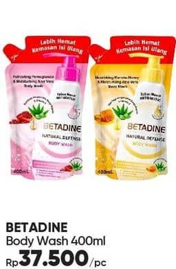 Promo Harga Betadine Natural Defense Body Wash Manuka Honey Moisturising Aloe Vera, Refreshing Pomegranate And Moisturising Aloe Vera 400 ml - Guardian