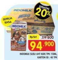 Promo Harga Indomilk Susu UHT Kids All Variants per 40 pcs 115 ml - Superindo