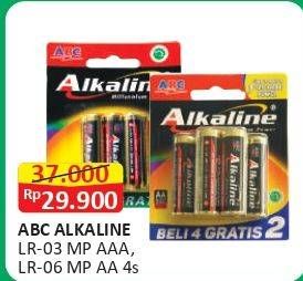 Promo Harga ABC Battery Alkaline LR03/AAA, LR6/AA 4 pcs - Alfamart