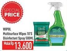 Promo Harga Wipol Multisurface Wipes/Disinfectant Spray  - Hypermart