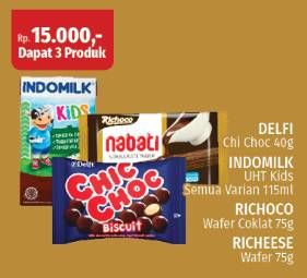 Delfi Chic Choc/Indomilk Susu UHT Kids/Nabati Wafer