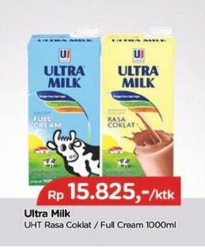 Promo Harga Ultra Milk Susu UHT Coklat, Full Cream 1000 ml - TIP TOP