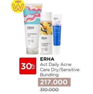 Promo Harga Erha Erha Act Daily Acne Care Sensitive/Dry Bundling   - Watsons
