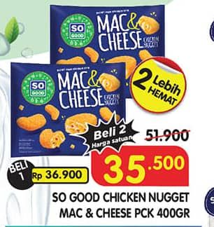 Promo Harga So Good Chicken Nugget Mac Cheese 400 gr - Superindo