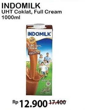 Promo Harga Indomilk Susu UHT Full Cream Plain, Cokelat 1000 ml - Alfamart
