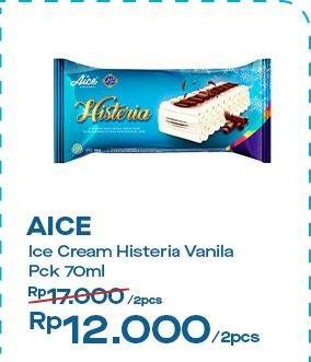 Promo Harga Aice Ice Cream Histeria Vanila 70 ml - Indomaret